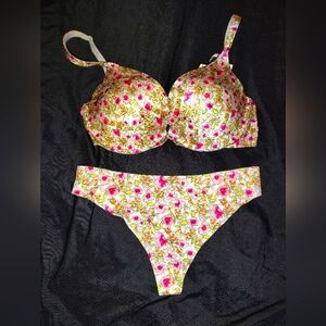 VS set. Perfect one push-up size 34DD NWT. Thong no lines, size Large. NWT